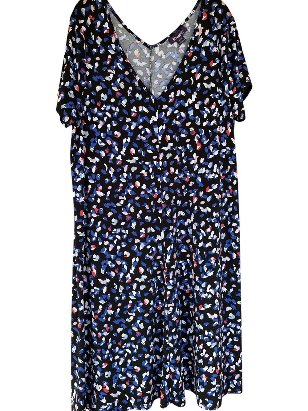 Roaman’s Black V-Neck Floral Print Dress Plus Size 18/20 (Roaman’s size L)